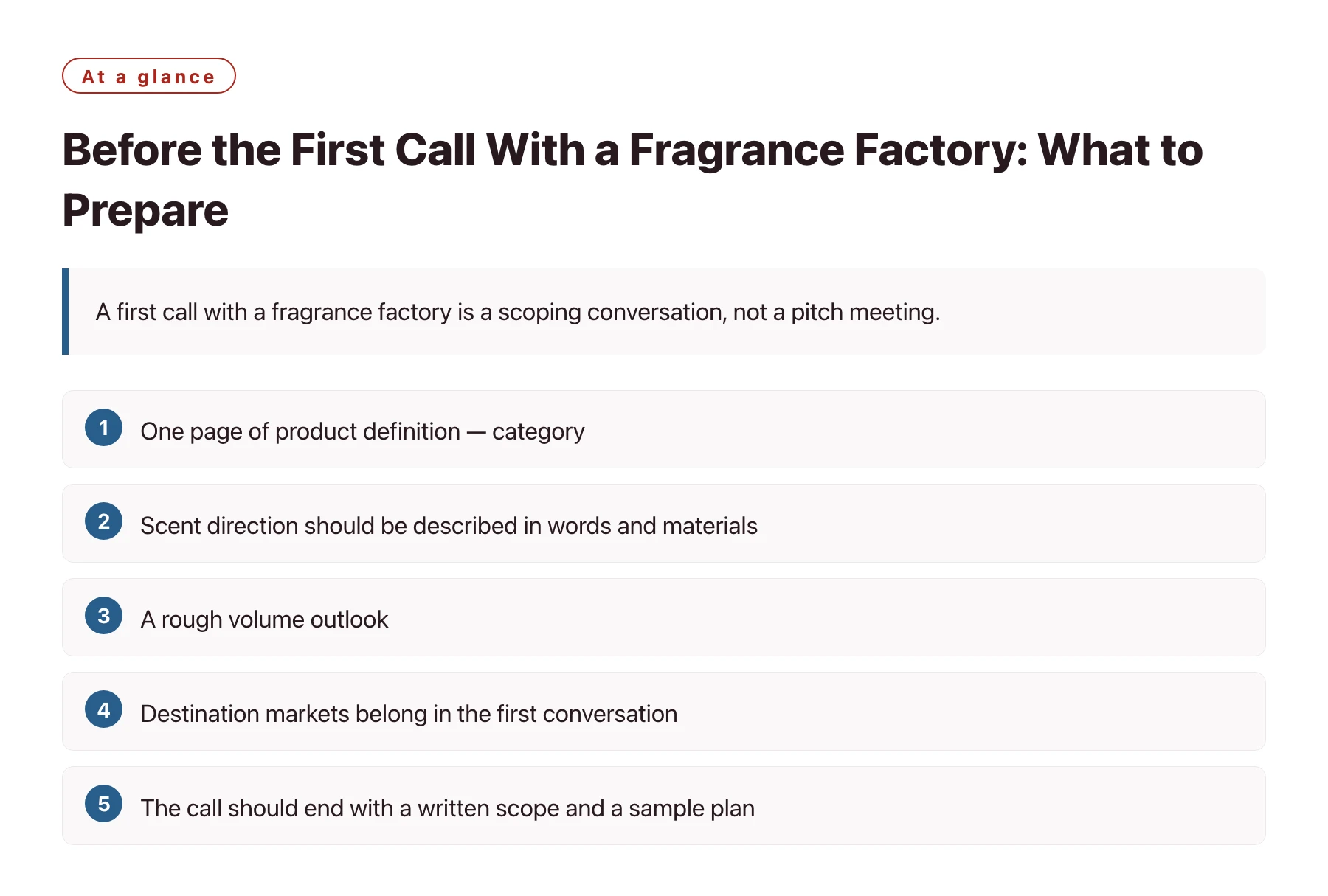 Before the First Call With a Fragrance Factory: What to Prepare——全文要点速览